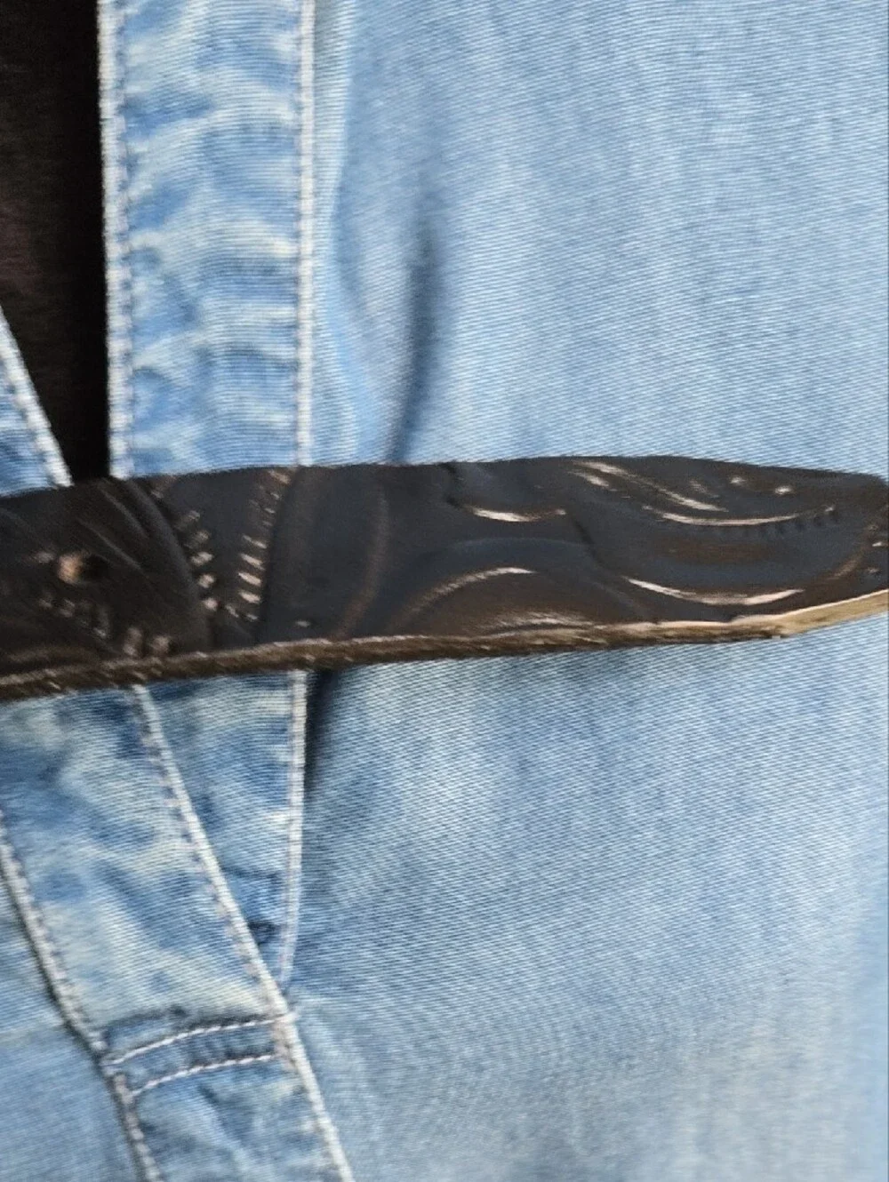 Patricia Nash Embossed Leather Belt with Silver Buckle